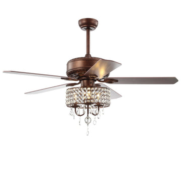 Becky 52" Crystal LED Chandelier Fan With Remote - JONATHAN Y